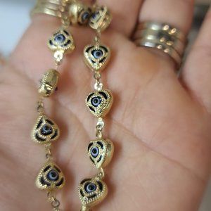14k gold beautiful hearts good luck bracelet